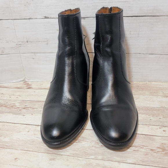 Madewell  Womens Leather Booties Ankle Boots Heels Back Zip B2061 Black Sz 7.5 - Picture 4 of 14